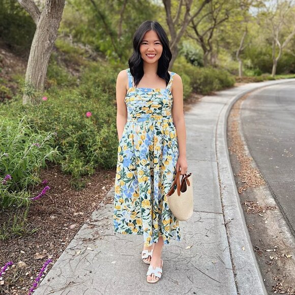 Abercrombie Emerson Lemon Print Midi Dress - Picture 1 of 2